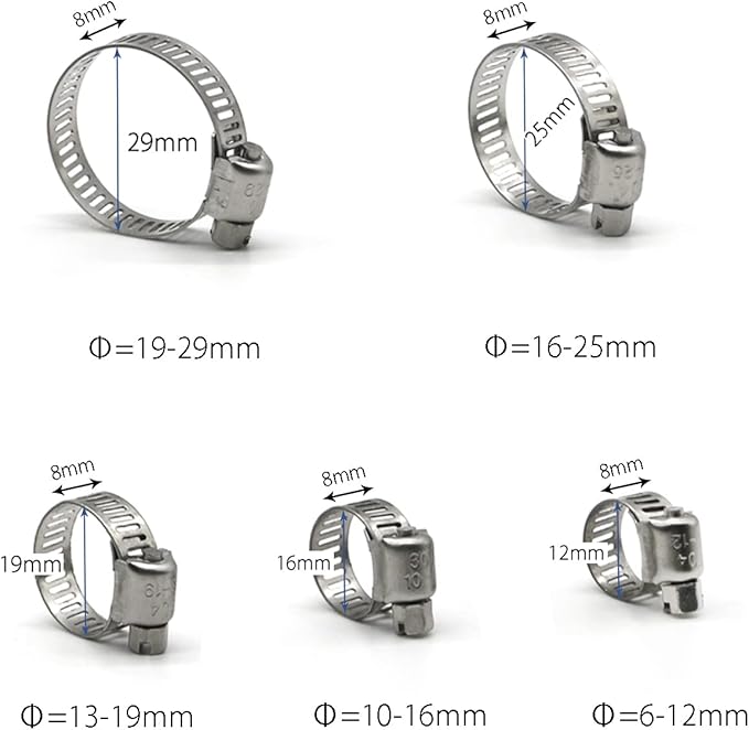Hose Clamp, 80 Pack Stainless Steel Hose Clamps Worm Gear Fuel Line Pipe Clamps, 13-19mm (1/2-3/4 inch)