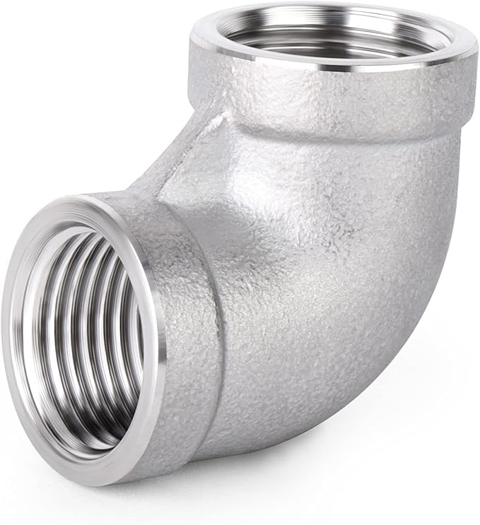 TAISHER 5PCS 304 Stainless Steel 90 Degree Elbow Fittings, 3/8 Inch NPT Female Pipe to 3/8 Inch NPT Female 304 Stainless Pipe Fitting