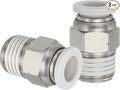 MECCANIXITY 2 Pcs NPT Push to Connect Air Fittings, Male Straight 5/16" Tube OD x 1/4" NPT Thread Air Quick Connector Coupling Adapter for Gas Hose Pneumatic Tools, White