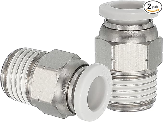 MECCANIXITY 2 Pcs NPT Push to Connect Air Fittings, Male Straight 5/16" Tube OD x 1/4" NPT Thread Air Quick Connector Coupling Adapter for Gas Hose Pneumatic Tools, White