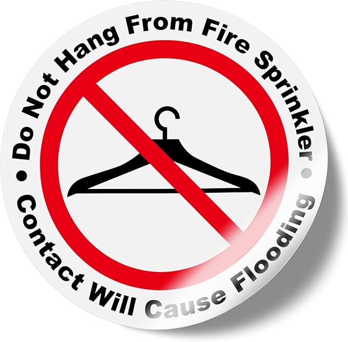 100 PCS Do Not Hang from Fire Sprinkler Sign,3 inch Super Adhesive Vinyl Stickers
