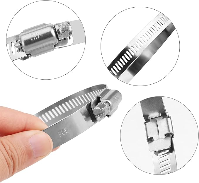 LOKMAN 5 Pack 10 Inch Stainless Steel Hose Clamps Large Worm Gear Duct Clamps Adjustable from 9-10 inch/ 235-254mm Fuel Line Hose Band Pipe Clamp for Dryer Vent Hose