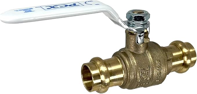 PROCURU 2-Pack 1/2-Inch Press Copper Ball Valve, Heavy Duty Brass Body, Full Port, LF Certified Safe (3BP050-2P)