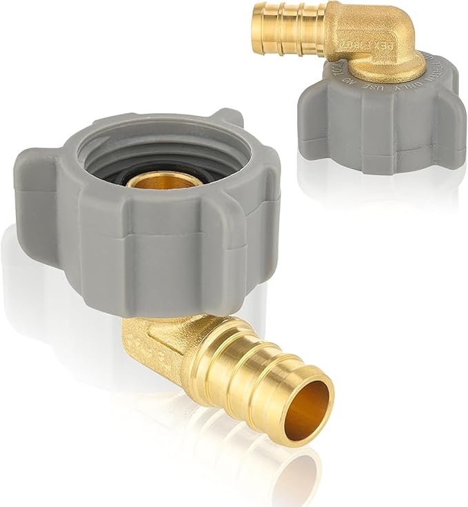 HeSun 100-Pack PEX Fittings, 1/2" Pex x 7/8" BC (Toilet Ballcock) Swivel Elbow, Brass Crimp Fitting for Pex Pipes, ASTM F1807