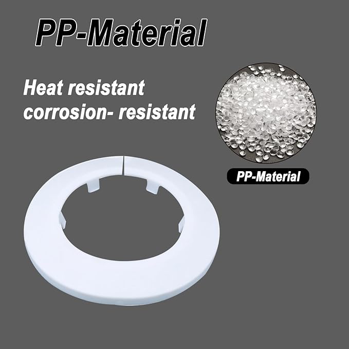 63mm Pipe Cover Decoration; Fit 2.48" Outer Diameter Pipe/Hole; White PP Plastic Escutcheon Collar; Snap-on Water Escutcheon Plate for Bathroom Kitchen Wall Tube Decor 1 Piece