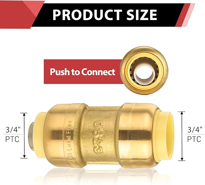 (Pack of 10) EFIELD 3/4 Inch Straight Coupling Push-Fit Fitting to Connect Pex, Copper, CPVC with a Disconnect Clip,(PF008)