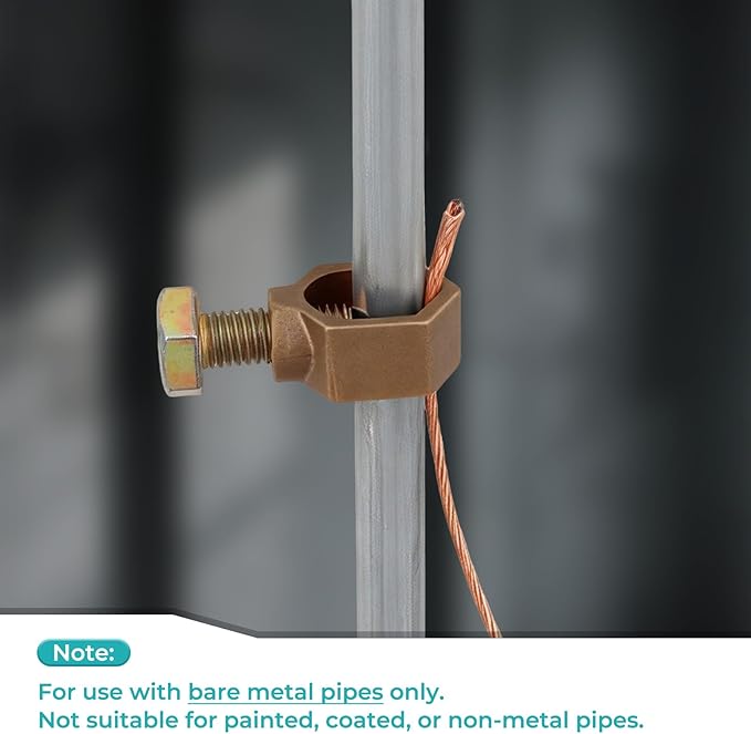 Copper Ground Clamp Set, Includes 2 Grounding Rod Clamps (1/2”–5/8”), for Ground Wire, Rebar & Water Pipe Connections