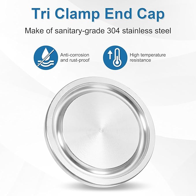 uxcell Stainless Steel Sanitary Fitting Clamp End Cap 1-1/4" (34mm) Solid Tube End Cap with Silicone Gasket for Food Beverage Cosmetics Factory Pipes