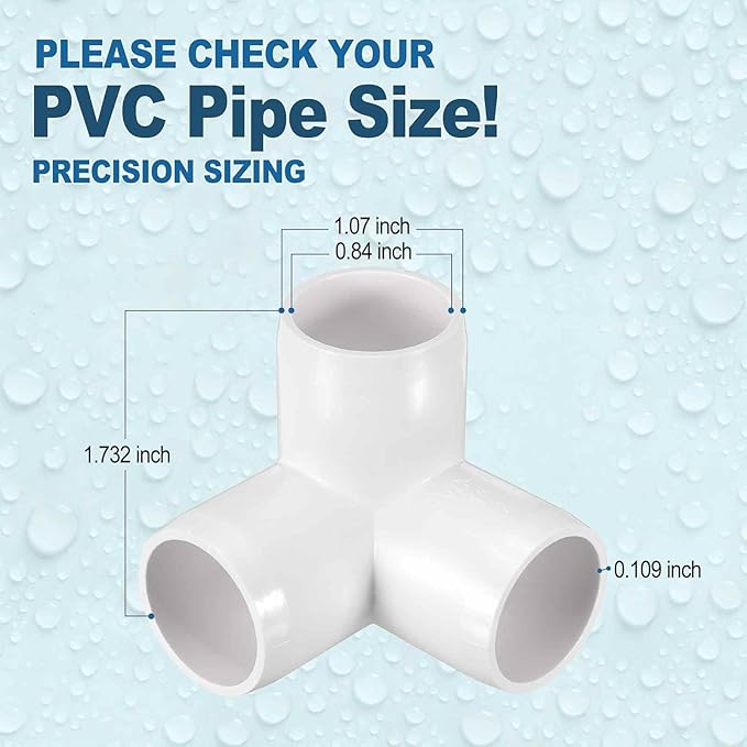 32 Pack 1/2" SCH40 PVC Elbow Pipe Fitting, 3-Way PVC Elbow Corner Side Outlet Tee Fitting, Furniture Grade Pipe Connectors for DIY Project, Pond Protection, Socket x Socket, White