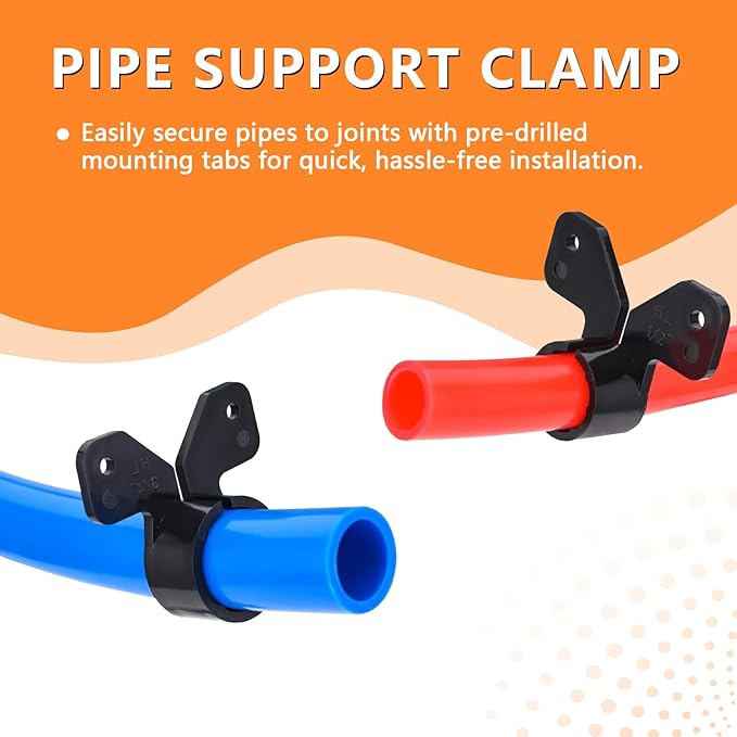 100-Pack HeSun 1" PEX Suspension Pipe Clamps, Black Butterfly Style, Fit for PEX, Copper, CPVC Pipe