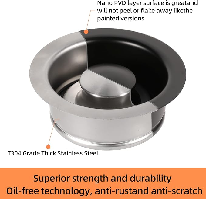 RQYEKDO Garbage Disposal Flange Stopper Collar Sink Baffle Kit, Fit Universal 3-1/2 Inch Standard Sink Drain Hole，Kitchen Sink Flange Stopper Replacement Accessories,Stainless Steel (polished)