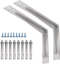 YUMORE Shelf Bracket Heavy Duty 16x10x2 in, 1/5IN Extra Thick Solid L Brackets Stainless Steel Countertop Bar Top Support Brackets Wall Mounted, Includes Hardware, 2 Pack