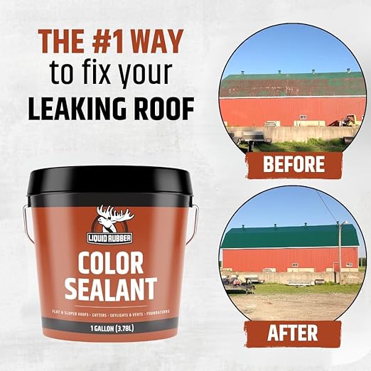 Liquid Rubber Color Waterproof Sealant - Elastomeric Roofing Coating for Flat or Slope Roofs & Foundations - DIY Paint & Leak Repair Membrane Compatible with Metal & Concrete - Clear, 5 Gallon