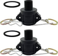2PCS Camlock Fittings Poly NPT B-100 1" Type B Standard Couplings Cam lock Fittings Polypropylene Cam Groove Fitting Female Camlock with Male Threads (1 inch, Type B)