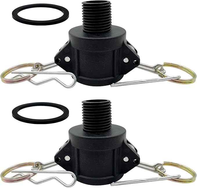 2PCS Camlock Fittings Poly NPT B-100 1" Type B Standard Couplings Cam lock Fittings Polypropylene Cam Groove Fitting Female Camlock with Male Threads (1 inch, Type B)