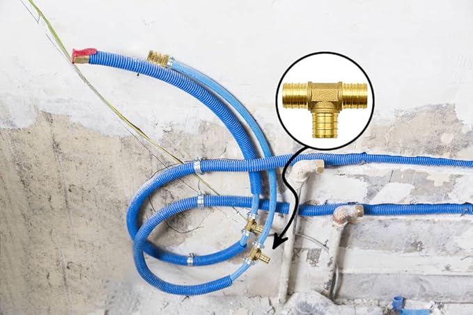 10 Pack 3/4" PEX Fittings, Brass Tee Fittings, for PEX Tubing Pipe