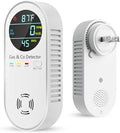 Carbon Monoxide Detectors & Natural Gas Detector, 4-in-1 Carbon Monoxide Detectors Plug in, Gas Leak Detector with Dual Alarms, Temperature & Humidity Sensor for Home, RV, White, 1 Pack