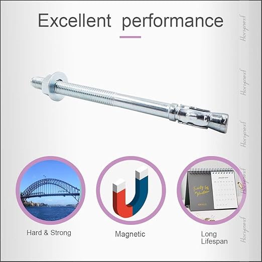 1/2" x 7" Wedge Anchor, for Cement and Concrete only, zinc-Plated Carbon Steel Screws and lag Bolts （ 30 pcs