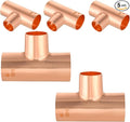 (Pack of 5) EFIELD 1" X 1" X 1/2" C X CX C Copper Redcuing Tee, LF Copper Plumbing Fittings with Sweat Solder Connection (1"x1"x1/2"),(COPPER038)