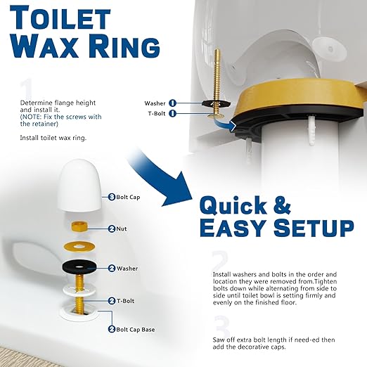 NEEXAN Toilet Wax Ring Replacement Kit with Hardware, Universal Wax Ring Kit for Toilet, Fits 3-inch and 4-inch Drain Pipes for a Tight, Leak-Proof Toilet Wax Ring