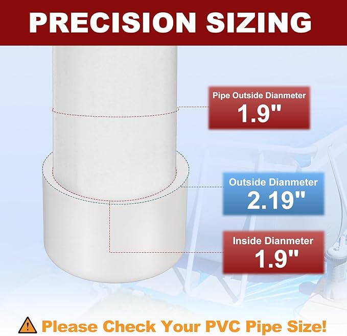 8Pcs 1 1/2" PVC External End Cap Fitting, SCH40 Furniture Grade PVC Pipe Plug Adapter, Pipe Cover Fittings for DIY Project, Irrigation System, Plumbing Framework, Garden Structures