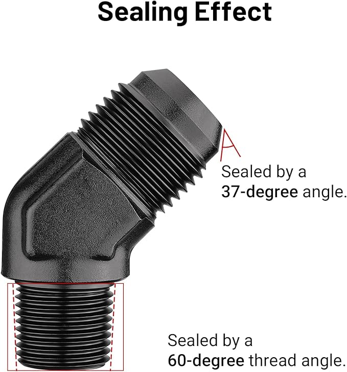 EVIL ENERGY 10AN Male Flare to 3/8" NPT Pipe 45 Degree Fitting Adapter Aluminum Black