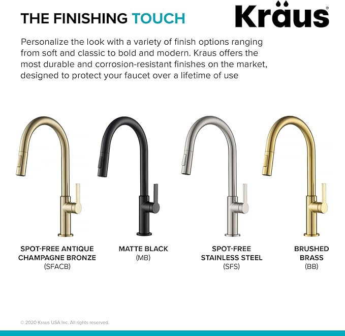 KRAUS Oletto Single Handle Pull Down Kitchen Faucet in Spot Free Stainless Steel, KPF-2820SFS