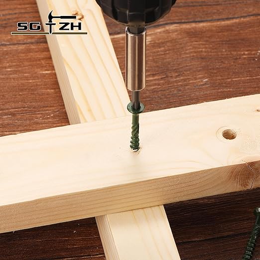 #10 x 2-1/2" Deck Screws (159Pcs) 2lb. Carbon Steel, Green, Flat Head, Rust Resistant epoxy Coated, with T25 Star Bit