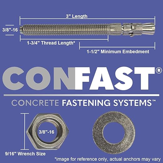 CONFAST 3/8" x 3" Galvanized Wedge Anchor (Box of 50)