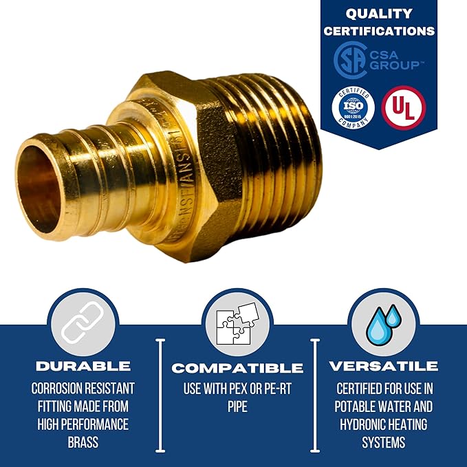XFITTING 3/4 inch Pex x 3/4 inch Male NPT Adapter, 24-4-2=2X, 2 Pieces