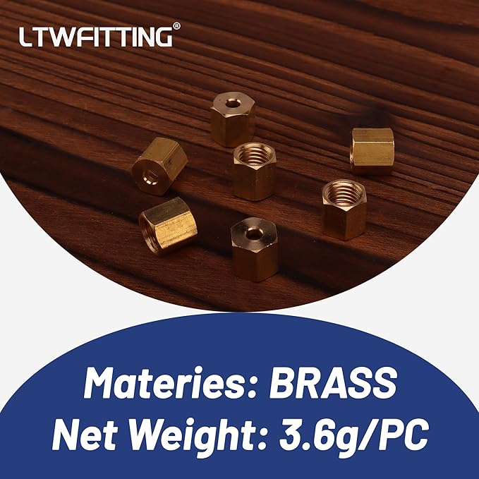 LTWFITTING 1/8-Inch Brass Compression Nut,Brass Compression Fitting(Pack of 25)