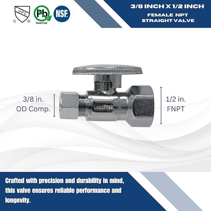 XFITTING 1/2 Inch Female NPT x 3/8 OD Compression Straight Valve, 30-1-4=5XX, 5 Pieces