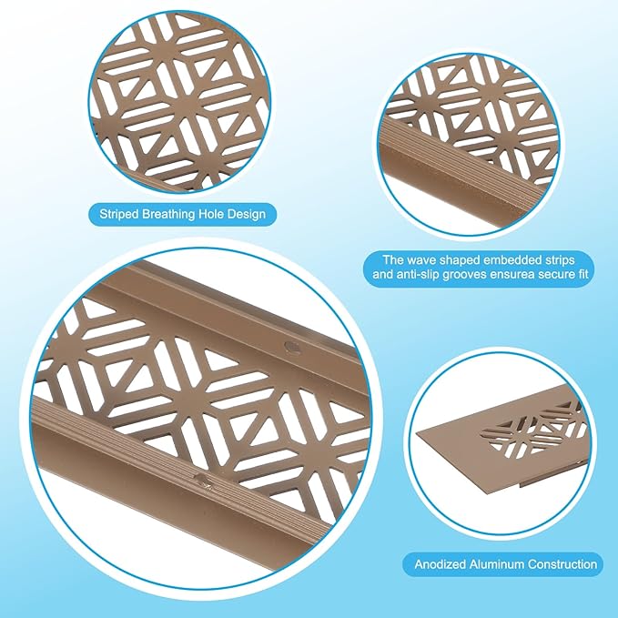 PATIKIL 24 x 2 Inch Door Air Vent Cover, 2 Pcs Heavy Duty Aluminum Grille Ventilation Cover Louvered with Mounting Screws for Cabinet Wardrobe Door, Brown