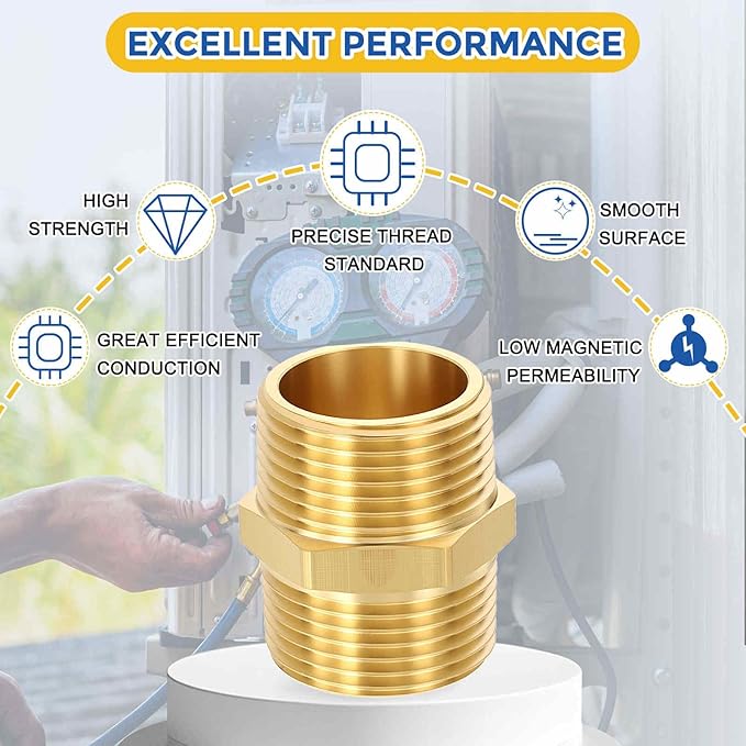 4 Pack Brass Pipe Fittings, 1" Male NPT to 1" Male NPT Brass Hex Nipple, Male Pipe Adapter Reducer for Air, Oil, LP