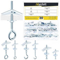 30Pcs 3 Types Toggle Bolts Assortment Kit, M4 M6 Toggle Bolt Eye Bolt Butterfly Anchors and 1/4", 1/8" Butterfly Toggle Anchors, Drywall Anchors with Wing Nut for Hanging Lamps Heavy Items