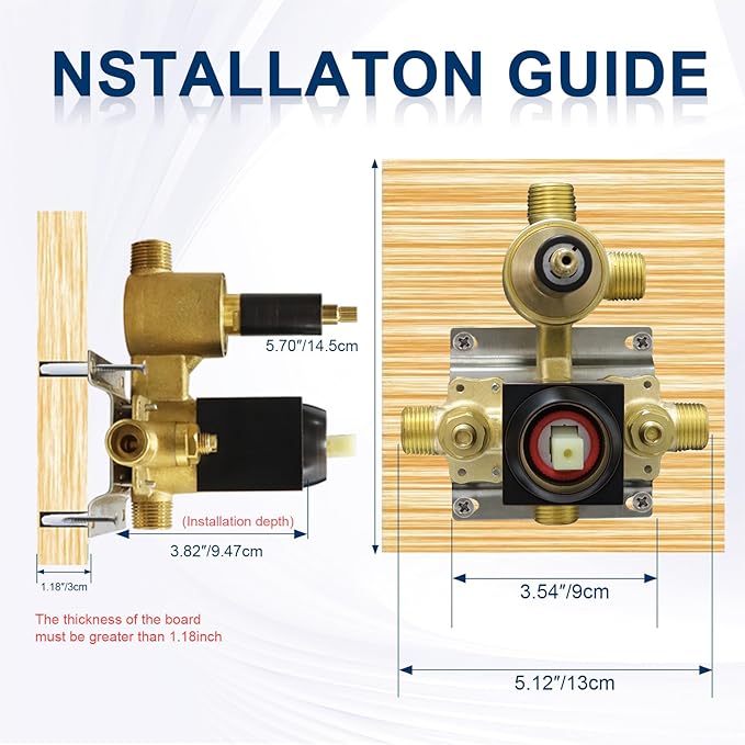 Solid Brass 3 Way Outlet Function Shower Diverter Valve, Drettyer Pressure Balancing Mixer Mixing Rough-In Valve Kit Replacement, Oil Rubbed Bronze