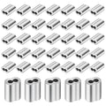 3/16" (50 PCS) Aluminum Wire Rope Sleeves, Crimping Loop Sleeve for 5mm Diameter Cable and Wire Rope, Double Barrel Crimp Sleeves Cable Ferrule for DIY, Fishing, Home & Crafts