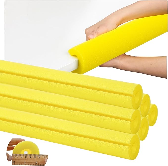 Hanaive Yellow 6 Pcs 40 x 3. 5 x 1 Inch Pipe Insulation Foam Tube Pre Slit Clamp Foam Noodles for Padding Jumbo Pool Noodles Large Tube for Swimming Floating Craft Projects Padding Bumper