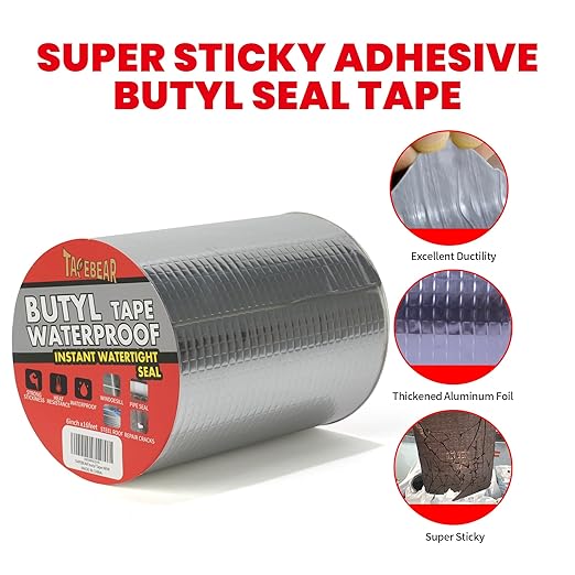 TAPEBEAR 12 Rolls Butyl Tape Waterproof Sealing Tape 6inch x16feet, Upgraded Aluminum Foil Tape Heavy Duty for RV Repair, Awning, Window, Glass & EDPM Roof Leak Patching, Boat and Pipe Sealing, Silver