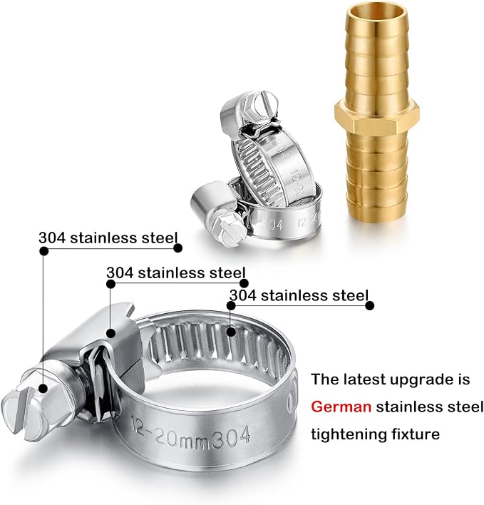 Garden Hose Repair Connector, Solid Brass Hose Repair Kit, 5/8 Inch Garden Hose Repair Fittings (5/8"Barb-6 Set)