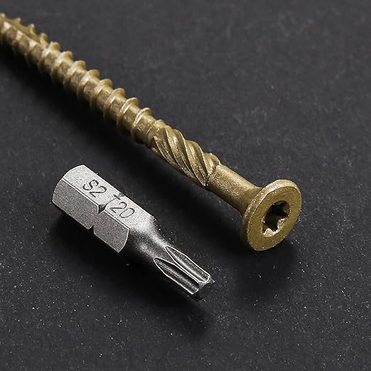 #10 * 2-1/2" Deck Screws, (80pcs) 1 lbs.Exterior Wood Screws, Rust Resistant Epoxy Coated, Bronze, T20 Star Bit