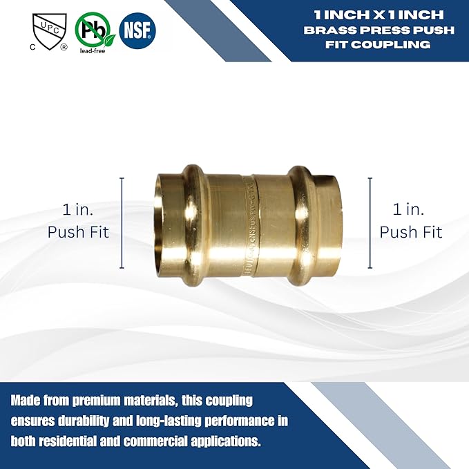 XFITTING 1 inch x 1 inch Press Coupling, Brass, 2 Pieces