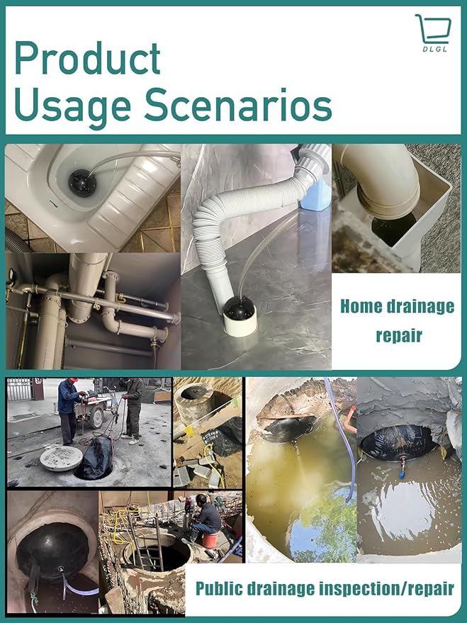 Test-Ball Pipeline Plugging Air Bag,Sewer Test Plug，Water Shut Off Airbag, Rubber Plumbing Balloon，Inflatable Pipe Test Plug，Used for Drainage Pipe, Sewage Pipe Temporary Water Blocking (16 Inchs)