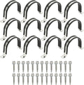 PATIKIL 12Pcs Pipe Clamps, 3 Inch 304 Stainless Steel Rubber Cushioned U Bracket Conduit Clamps Pipe Strap Wire Clips with Hexagonal Screw for Tube Hose Cord Installation, 77mm