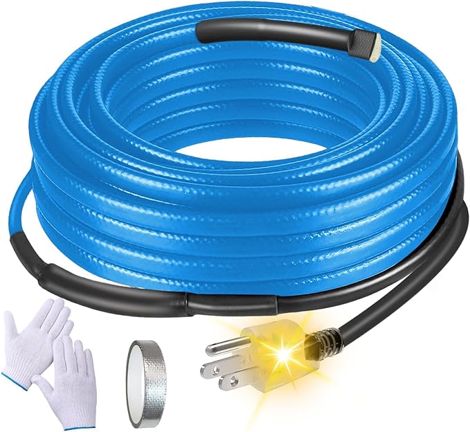 120V Heat Tape with Thermostat for Pipe Freeze Protection, 60 Feet Heat Trace for Water Pipes, 5 W/Ft, Electric Self-regulating Pipe Heating Tape for Metal And Plastic Pipes SnulyHeet