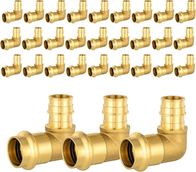 30-Pack HeSun Copper Press Fitting Elbow, 3/4" PRESS X 3/4" PEX-A F1960 Expansion Elbow, LF Brass