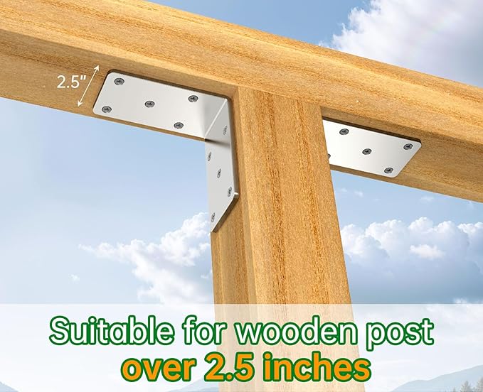 (8PCS) Heavy Duty L Brackets 5x5x2.5 for Wood,Metal Shelf Brackets,90 Degree Corner Bracket,Large Right Angle Bracket, Pergola Brackets Silver