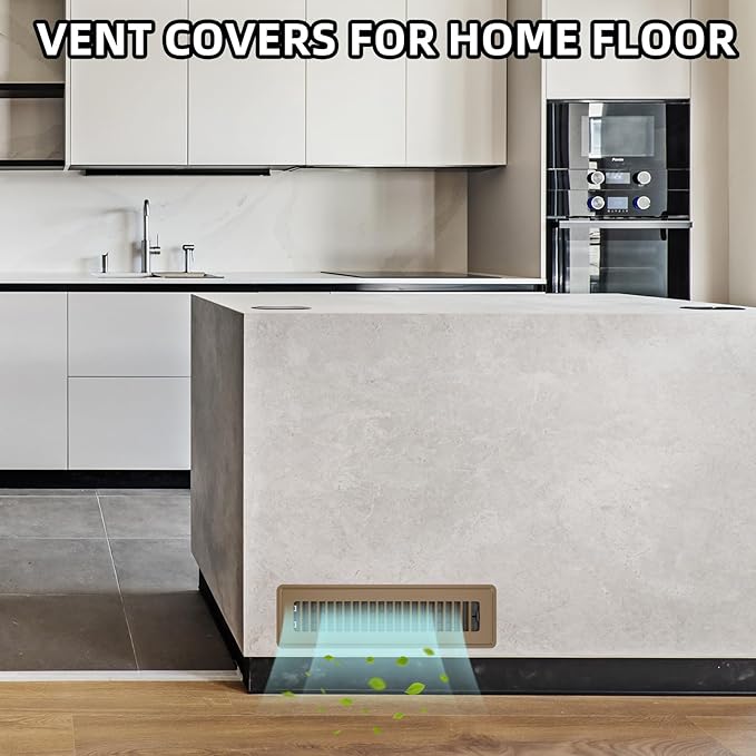 Floor Register 2x10, 4 Pack Floor Vent Covers for Home Floor Heavy Duty Steel Walkable Floor Vents Air Vent Covers for Sidewall and Floor, Brown