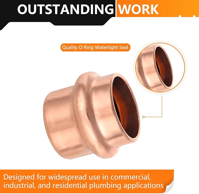 50-Pack HeSun Copper Press End Cap(Plug), 3/4" Pressure Fittings, Press Fit for Copper Tube Connection(PRESS011-50)
