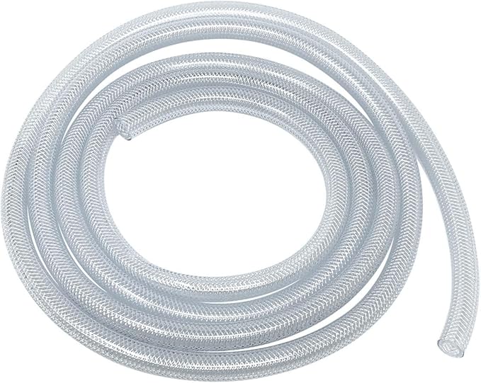 Gloxco Clear Braided PVC Tubing, Food Grade, Heavy Duty Reinforced Hose, 1/4" ID, 10 Ft Length
